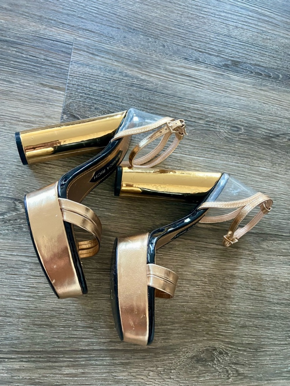 Jessica Rich Gold Ankle Strap Platform Sandals Size 6 - Picture 4 of 8